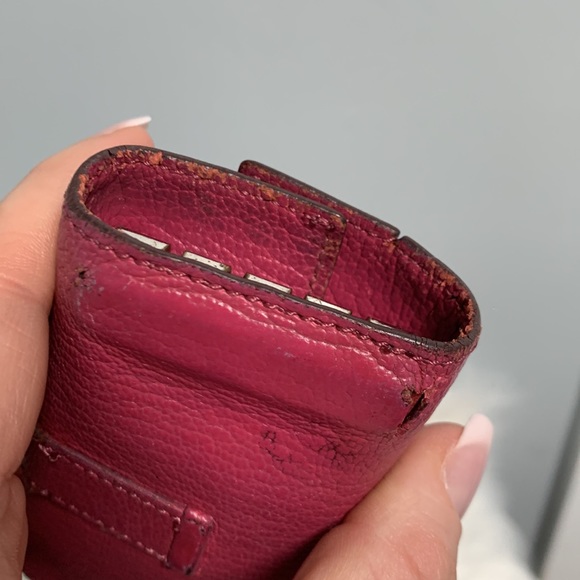 Authentic Hermes Bearn pink soft leather 4-ring key pouch key case key holder - Picture 6 of 17